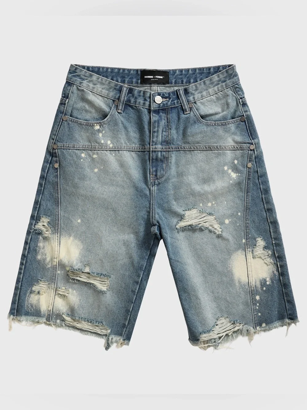HOMME + FEMME Nomad Studded Denim Shorts